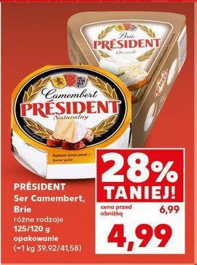 Ser pleśniowy camembert naturalny President promocja w Kaufland