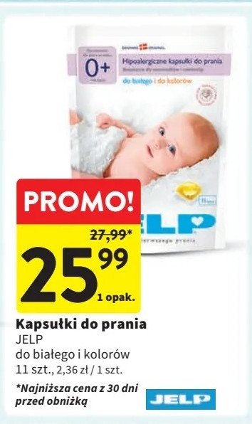 Hipoalergiczne kapsułki do prania do białego i do kolorów Jelp 0+ (dawniej soft) promocja