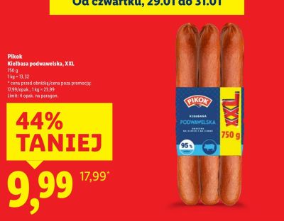 Kiełbasa podwawelska XXL Pikok promocja w Lidl