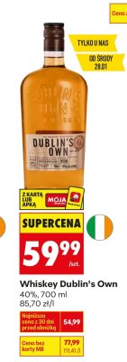 Whisky Dublin's Own 40%, 700 ml promocja w Biedronka