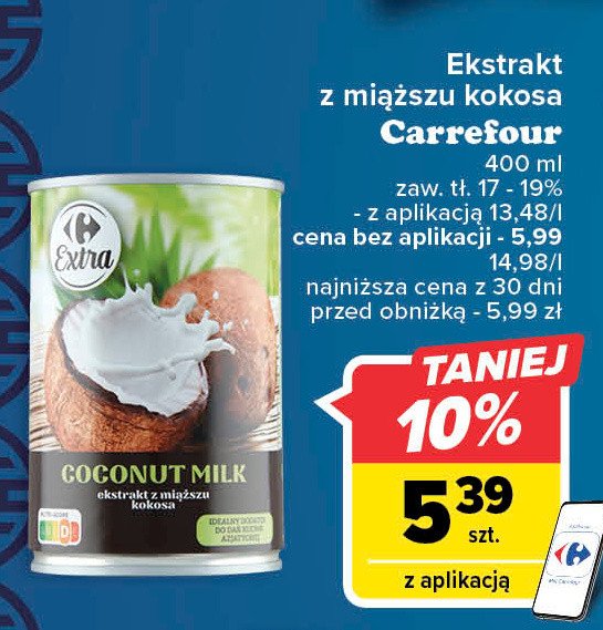 Mleczko kokosowe Carrefour extra promocja