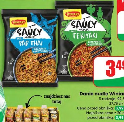 Danie nudle Saucy Noodle 3 rodzaje promocja w Dino