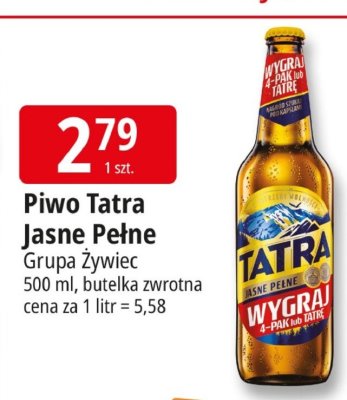 Piwo Tatra Jasne Pełne Grupa Żywiec 500ml promocja w Leclerc