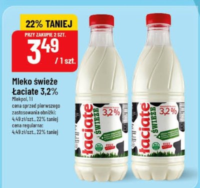 Mleko świeże Łaciate 3,2% Mlekpol promocja w POLOmarket