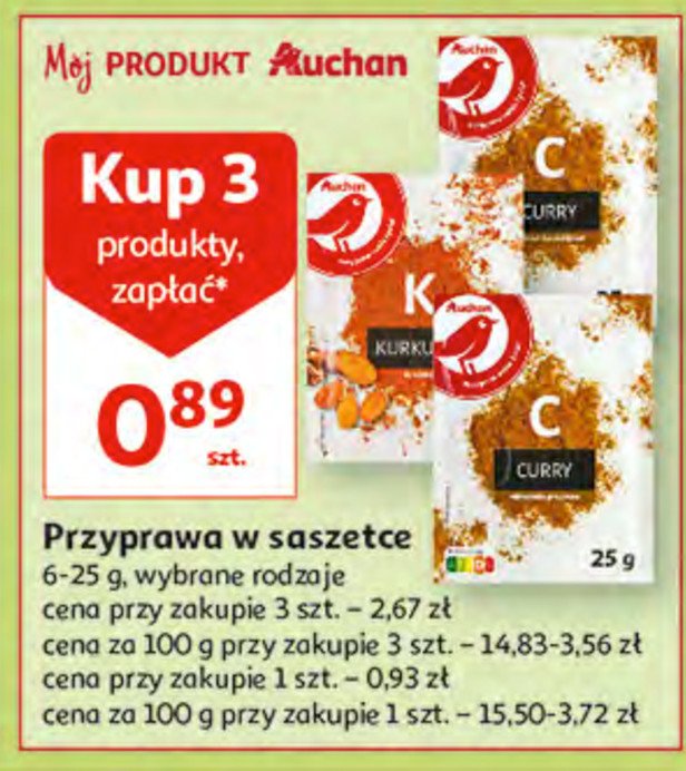 Kurkuma Auchan różnorodne (logo czerwone) promocja