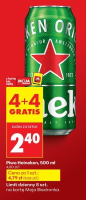 Piwo Heineken 500 ml promocja w Biedronka