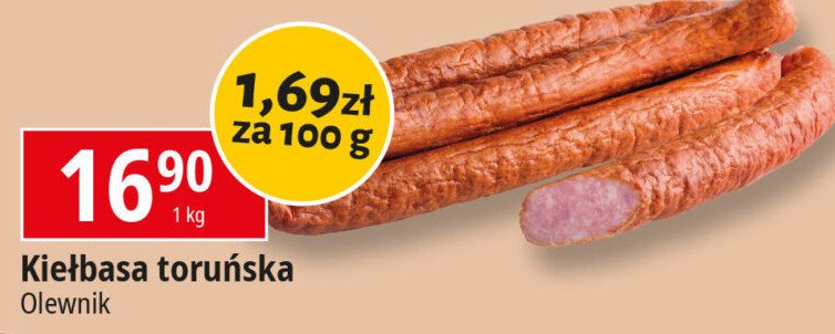 Kiełbasa toruńska Olewnik promocja w Leclerc