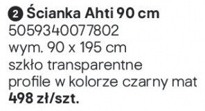 Ścianka prysznicowa Ahti 90 cm promocja w Castorama