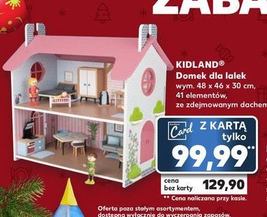 Domek dla lalek drewniany 47.5 x 48 x 30 cm Kidland promocja