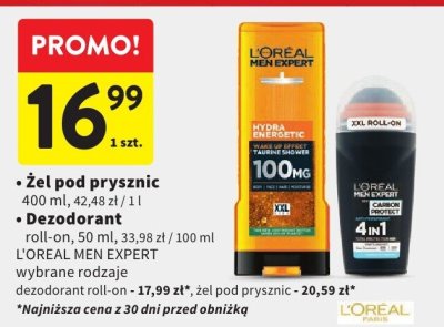 Żel pod prysznic L'OREAL MEN EXPERT wybrane rodzaje promocja w Intermarche