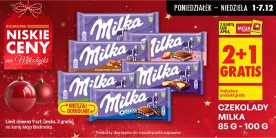 Czekolady Milka 85 g - 100 g 2+1 gratis promocja w Biedronka