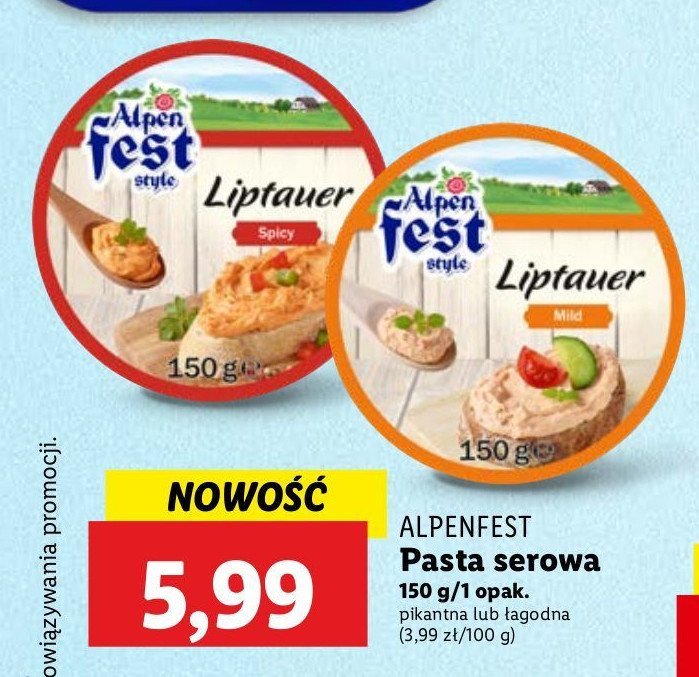 Pasta serowa pikantna Alpen fest promocja