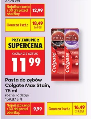 Pasta do zębów Colgate Max Stain różne rodzaje promocja w Biedronka