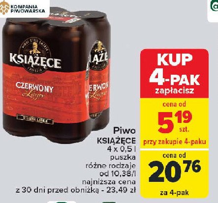 Piwo Książęce czerwony lager promocja