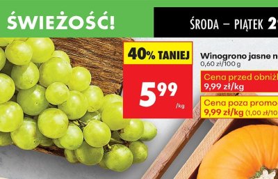 Winogrono jasne na wagę promocja w Biedronka