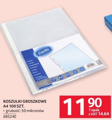 Koszulki groszkowe Bantex A4 100 szt. grubość 50 mikronów promocja w Selgros