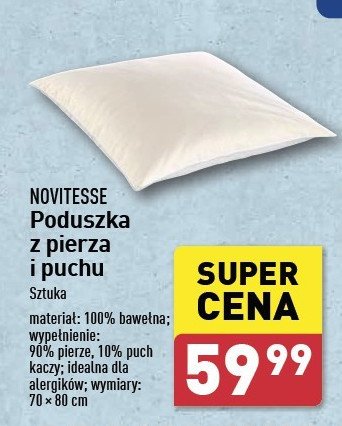 Poduszka pierzasta 70 x 80 cm Novitesse promocja