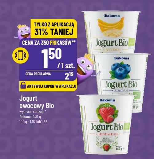 Jogurt jagoda Bakoma jogurt bio promocja