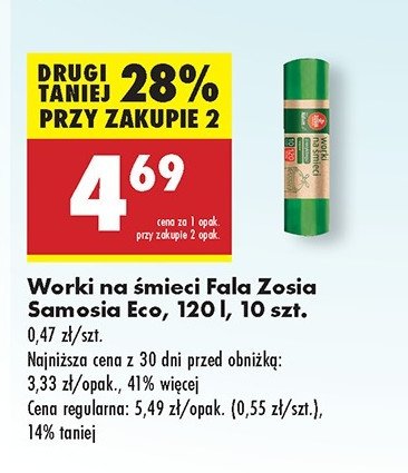 Worki na śmieci z taśmą 120 l Zosia samosia promocja