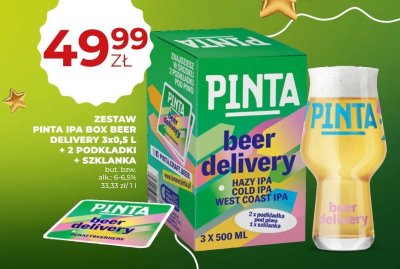 Piwo Zestaw Pinta IPA Box Beer Delivery 3x0,5 L + 2 Podkładki + Szklanka promocja w Duży Ben