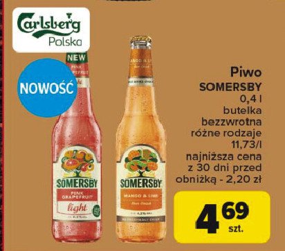 Piwo Somersby lime & mango promocja w Carrefour Market