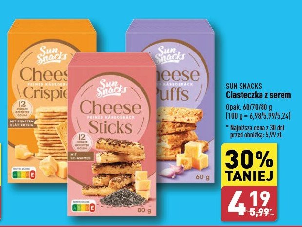 Ciastka serowe z czosnkiem SUN SNACKS promocja