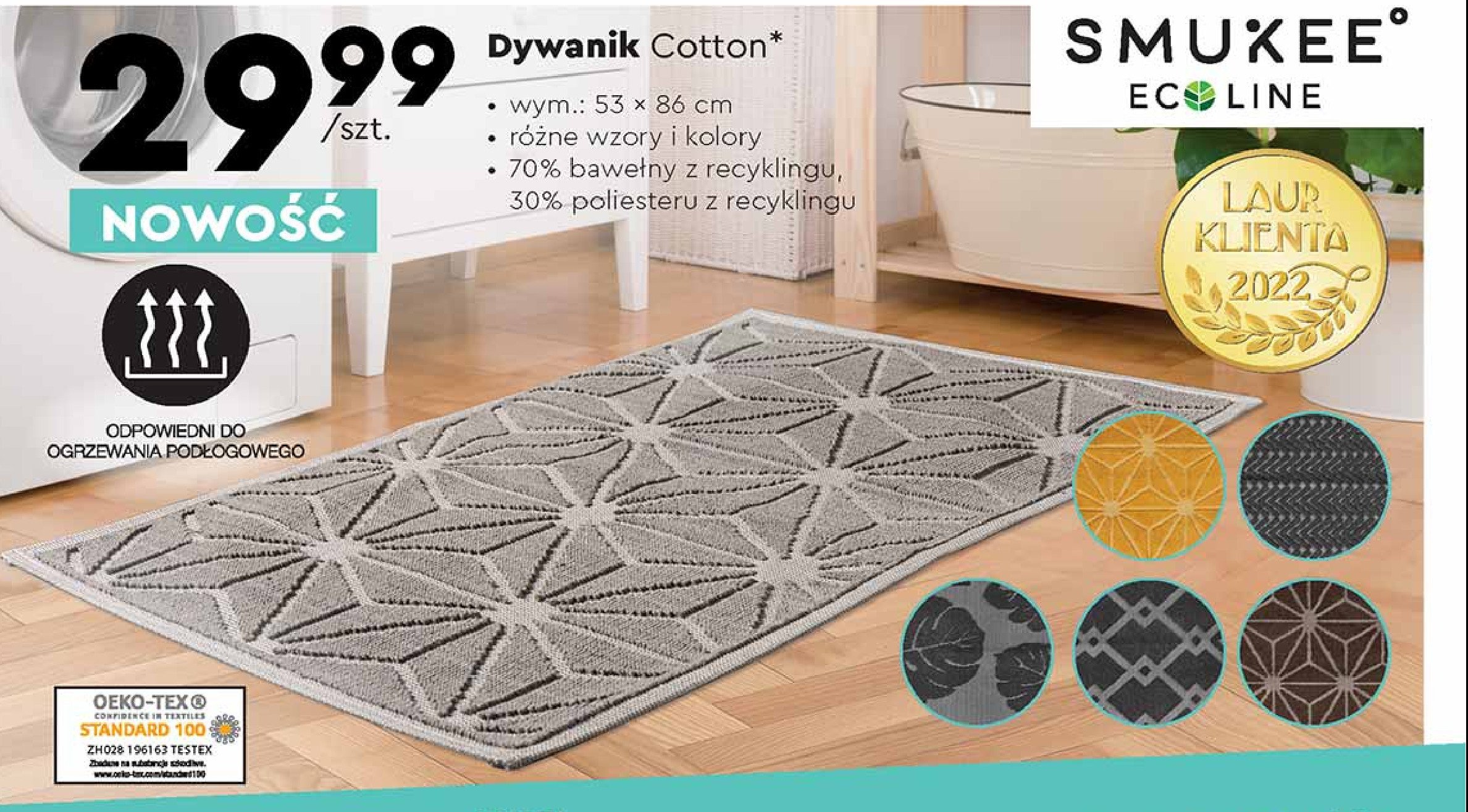 Dywanik cotton 53 x 86 cm SMUKEE ECO LINE promocja