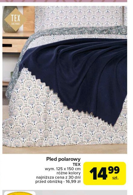 Pled polarowy 125 x 150 cm Tex promocja w Carrefour