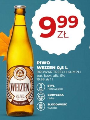 Piwo Weizen 0,5 l Browar Trzech Kumpli promocja w Duży Ben