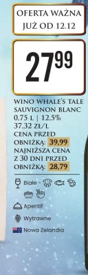Wino Whale's Tale Sauvignon Blanc 0,75 L promocja w Dino