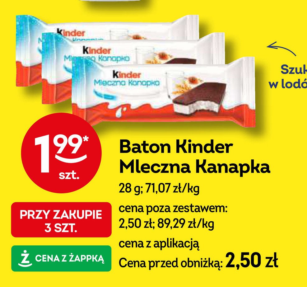 Baton Kinder mleczna kanapka promocja w Żabka