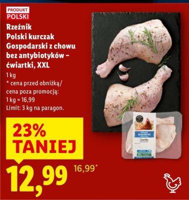 Kurczak Gospordarski z chowu bez antybiotyków - ćwiartki XXL promocja w Lidl