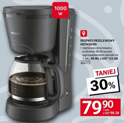 Ekspres przelewowy Philips HD7430/90 484772 promocja w Selgros