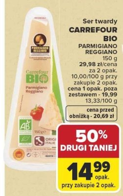 Ser twardy Carrefour Bio Parmigiano Reggiano promocja w Carrefour