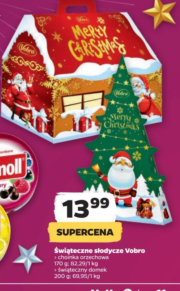 Bombonierka choinka zielona Vobro promocja w Netto