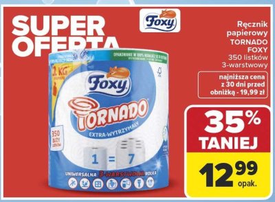 Ręcznik papierowy Tornado Foxy 350 listków 3-warstwowy promocja w Carrefour