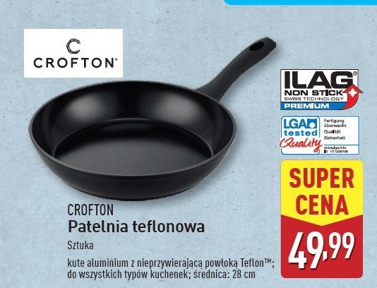 Patelnia teflenowa 28 cm Crofton promocja w Aldi