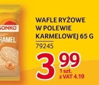 Wafle ryżowe Sonko w polewie karmelowej 65 g promocja w Selgros