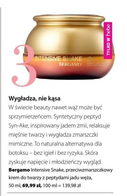 Bergamo Intensive Snake, przeciwzmarszczkowy krem do twarzy z peptydami jadu węża promocja w Hebe