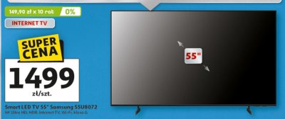 Telewizor Smart LED TV 55" Samsung 55U8072 4K Ultra HD, HDR, Internet TV, Wi-Fi, klase G promocja w Auchan