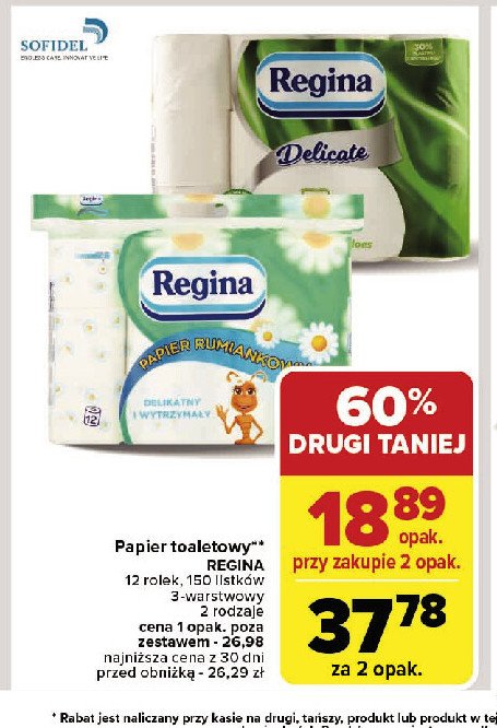 Papier toaletowy rumiankowy Regina promocja w Carrefour Market