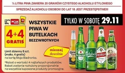 Piwa w butelkach bezzwrotnych promocja w Biedronka