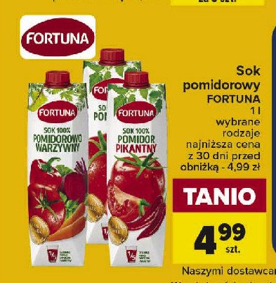 Sok pomidorowo-warzywny Fortuna promocja