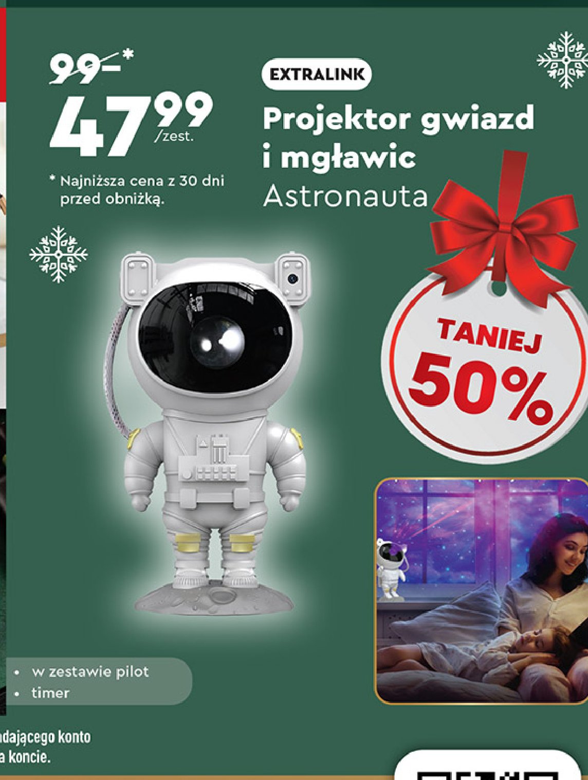 Projektor gwiazd i mgławic astronauta Extralink promocja w Biedronka