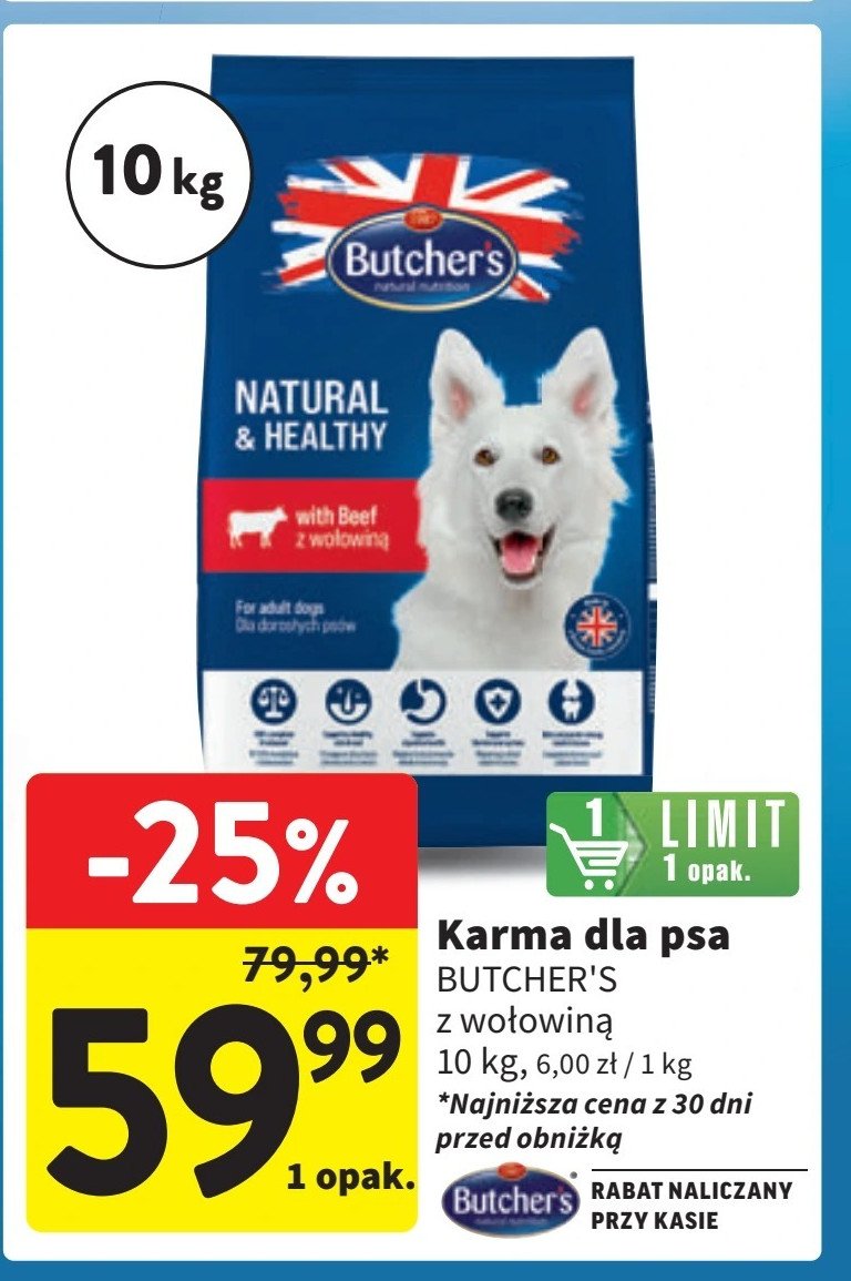 Karma dla psa wołowina Butcher's promocja w Intermarche