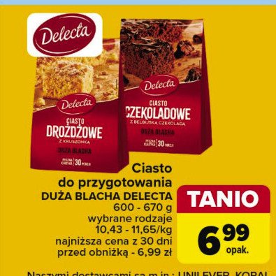 Ciasto drozdżowe Delecta duża blacha promocja