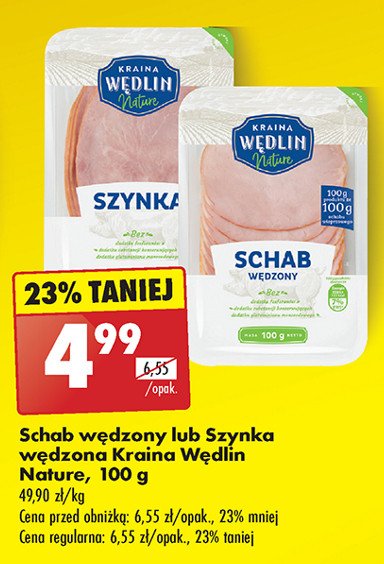 Szynka wędzona Kraina wędlin nature promocja w Biedronka