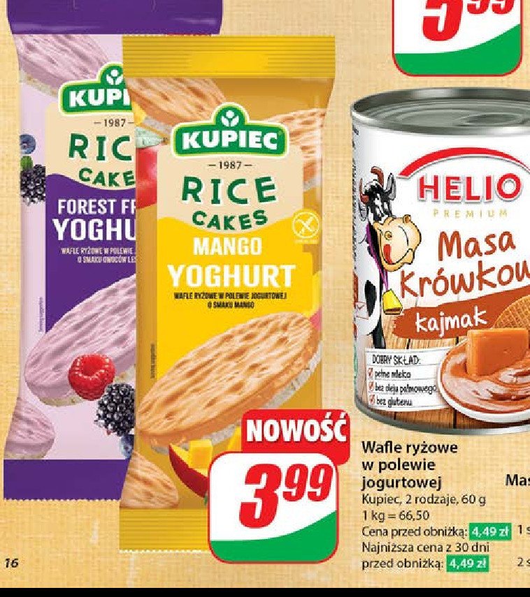 Wafle ryżowe polewa jogurtowa mango Kupiec promocja w Dino