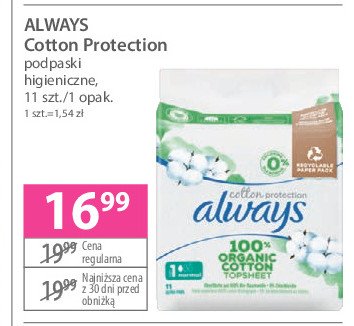 Podpaski normal Always cotton protection promocja