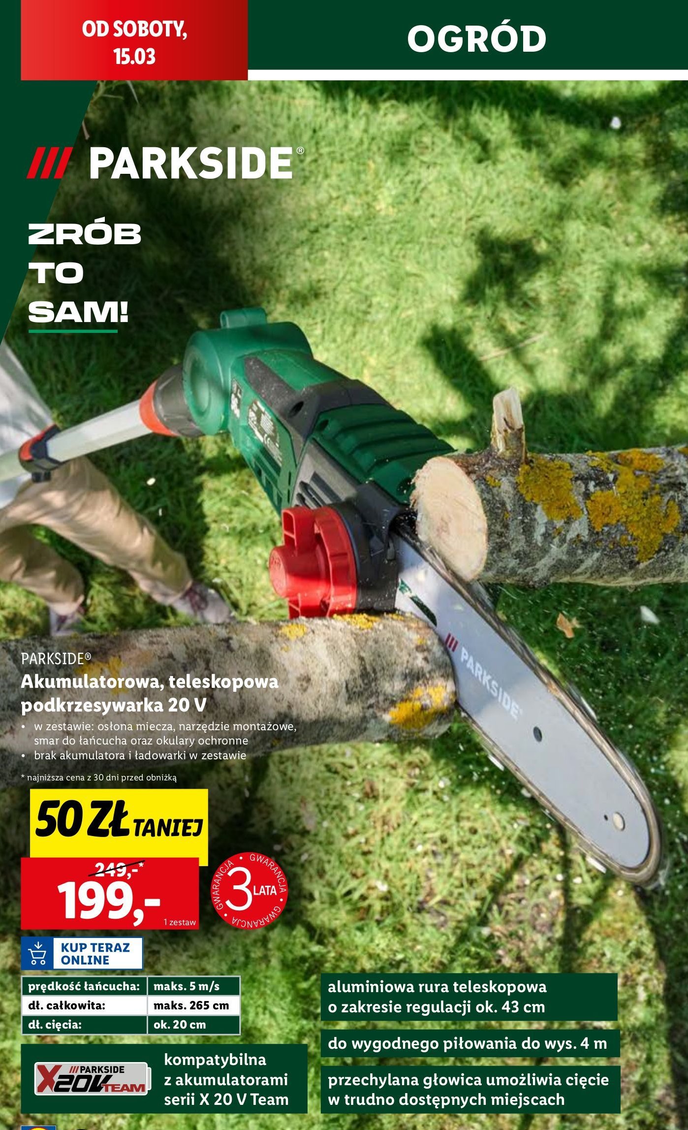 Podkrzesywarka 20v Parkside promocja